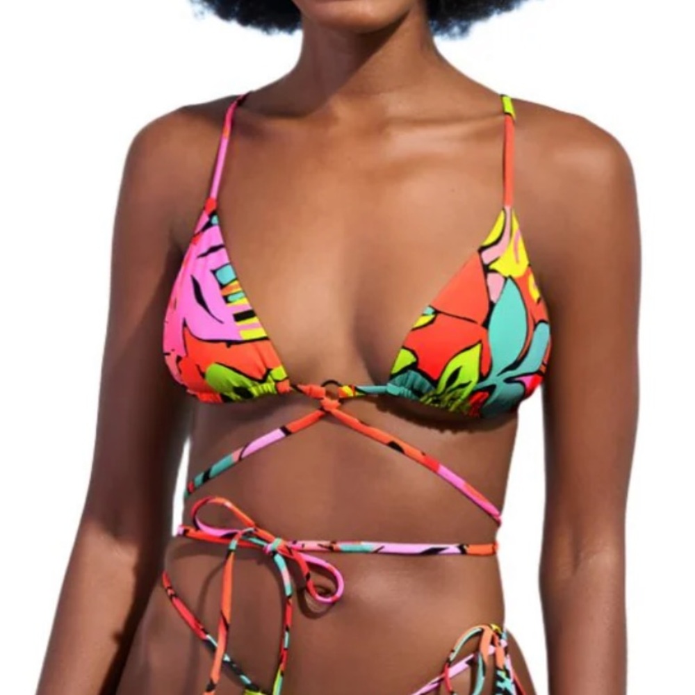 🌺 MAAJI 🌺 Rainforest Coco Sliding Triangle Bikini Swim Swimwear Top - Picture 4 of 10